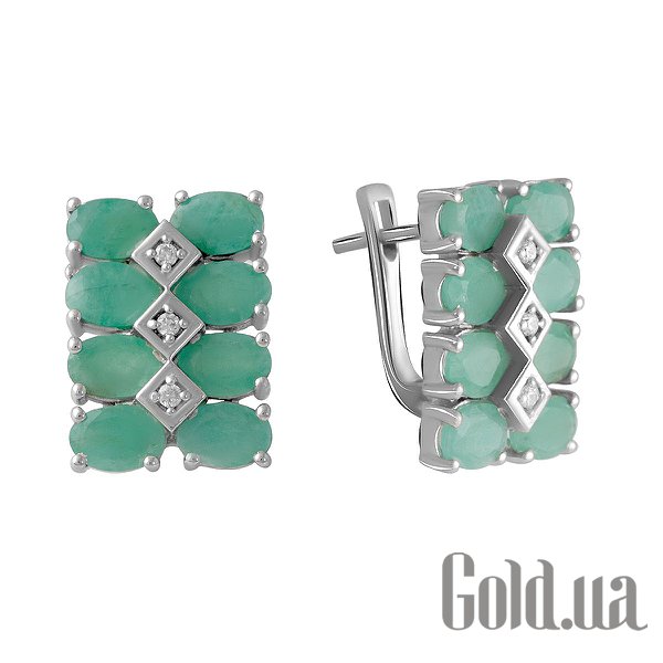 

Серьги Fresh Jewelry, Серебряные серьги с куб. циркониями и изумрудами