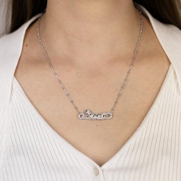 Серебряное колье с куб. циркониями и эмалью DIA3401147 – изображение 3