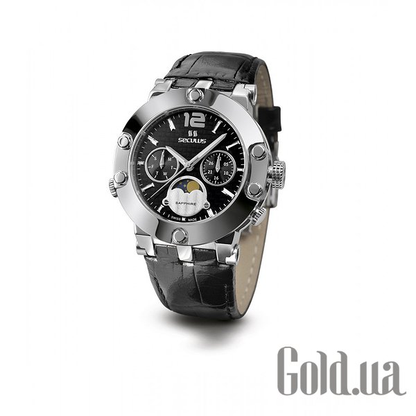 

Швейцарские часы Seculus, Emir 1690.5.706 black, ss, black leather