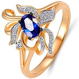 Женское золотое кольцо с бриллиантами и сапфиром, 1603287