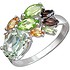 Женское серебряное кольцо с аметистом, раухтопазами, хризолитами и цитринами - фото 1