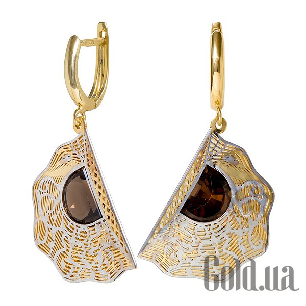

Серьги с подвесками Ivon jeweler, Золотые серьги с раухтопазами