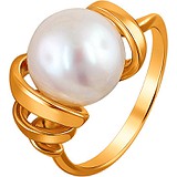 Женское серебряное кольцо с культив. жемчугом в позолоте, 1638871