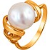 Женское серебряное кольцо с культив. жемчугом в позолоте - фото 1