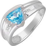 Женское серебряное кольцо с топазом и куб. циркониями, 1654999