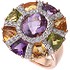 Женское золотое кольцо с бриллиантами, куб. циркониями и аметистом - фото 1