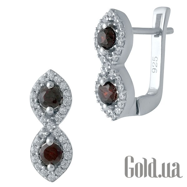 

Серьги Fresh Jewelry, Серебряные серьги с гранатами и куб. циркониями