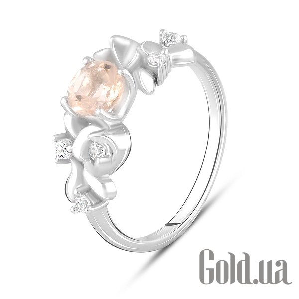 

Женские кольца Fresh Jewelry, Женское серебряное кольцо с куб. циркониями и синт. морганитом, 18
