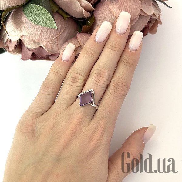 Каблучка Fresh Jewelry Жіноча срібна каблучка з куб. цирконіями та аметистом, 18