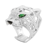Женское серебряное кольцо с куб. циркониями и эмалью (2152408), фотографии