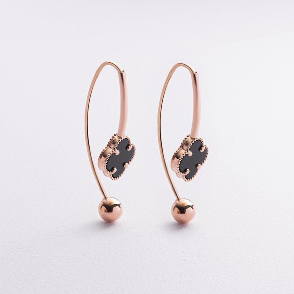 Золоті сережки з оніксами