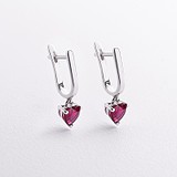 Срібні сережки з синт. рубінами