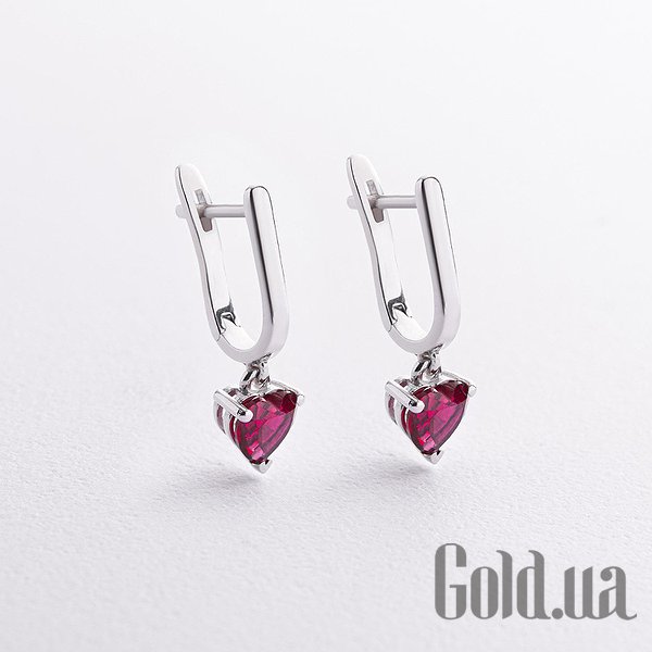 

Серьги с подвесками Украина, Серебряные серьги с синт. рубинами