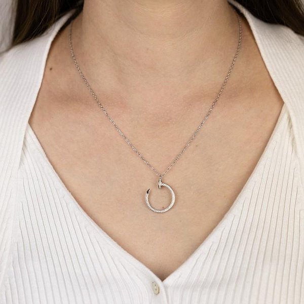 Серебряный кулон с цепочкой с куб. циркониями DIA3401148 – изображение 3