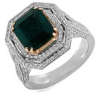 Женское золотое кольцо с бриллиантами и изумрудом, 126936