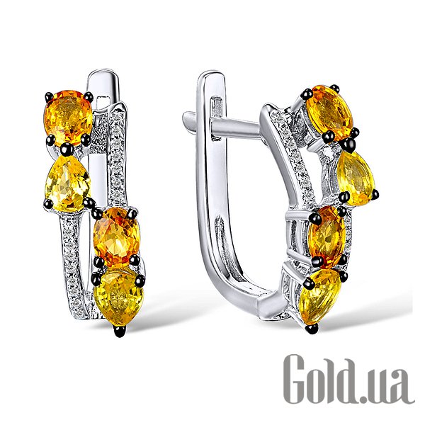 

Серьги Lurie Jewelry, Золотые серьги с бриллиантами и желтыми сапфирами