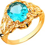 Жіноча срібна каблучка з кристалом Swarovski і куб. цирконіями в позолоті, 1617368