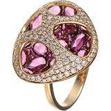 Женское золотое кольцо с бриллиантами и родолитами, 1646552