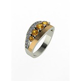 Женское серебряное кольцо с куб. циркониями и вставкой из золота, 1647320