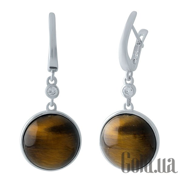 

Серьги с подвесками Fresh Jewelry, Серебряные серьги с тигровым глазом и куб. циркониями