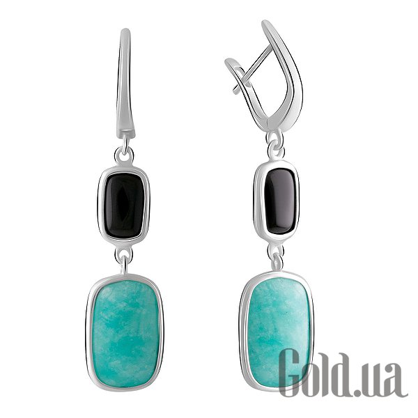 

Серьги с подвесками Fresh Jewelry, Серебряные серьги с амазонитами и ониксами
