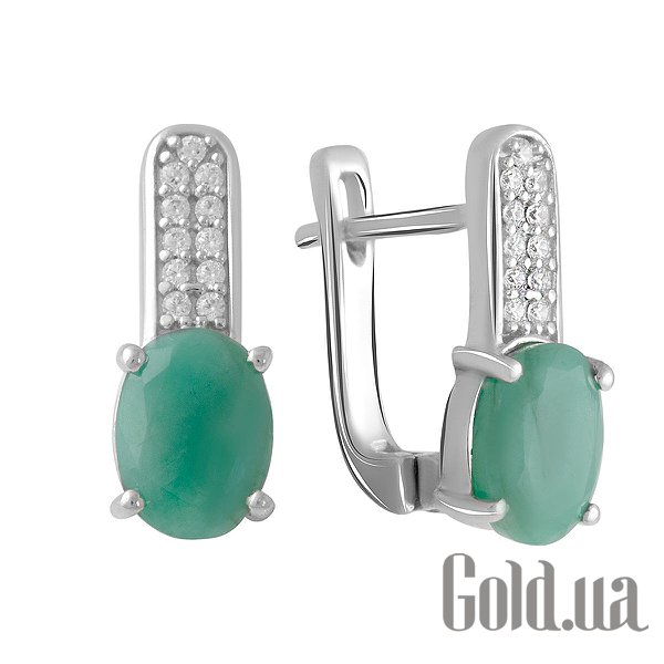 

Серьги Fresh Jewelry, Серебряные серьги с куб. циркониями и изумрудами
