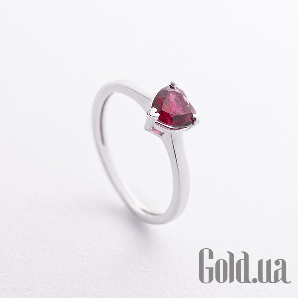 

Кольцо Украина, Серебряное кольцо с синт. рубином, 17.5