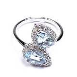 Женское серебряное кольцо с куб. циркониями и топазами, 1527001