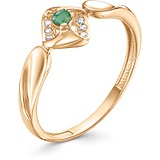 Женское золотое кольцо с бриллиантами и изумрудом, 1606361