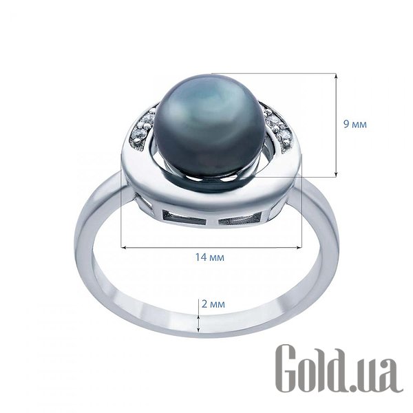 Каблучка Lurie Jewelry Жіноча срібна каблучка з перлами і куб. цирконіями, 16.5