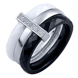 Женское серебряное кольцо с керамикой и куб. циркониями, 1620441
