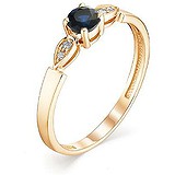 Женское золотое кольцо с бриллиантами и сапфиром, 1633497