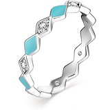 Женское серебряное кольцо с куб. циркониями и эмалью, 1646809