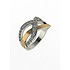 Женское серебряное кольцо с куб. циркониями и вставкой из золота - фото 1