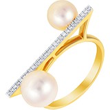 Женское золотое кольцо с бриллиантами и жемчугом, 1668569