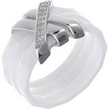 Женское серебряное кольцо с куб. циркониями и керамикой, 1669337