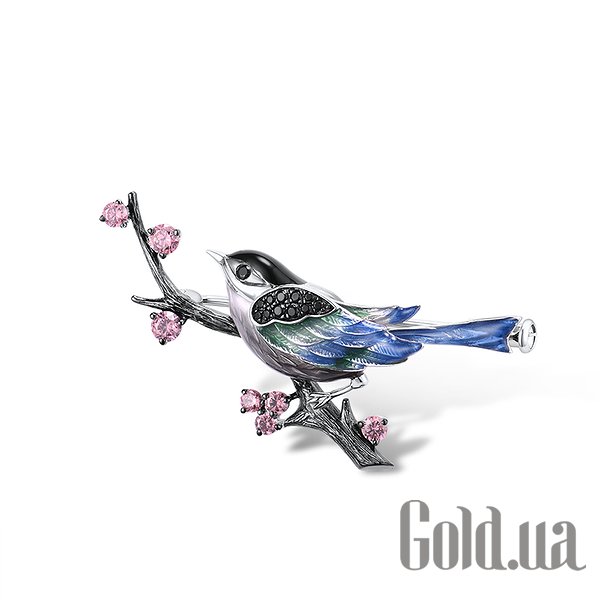 

Броши Lurie Jewelry, Серебряная брошь с родолитами, шпинелью и эмалью