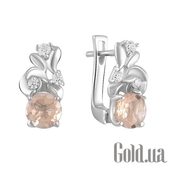 

Серьги Fresh Jewelry, Серебряные серьги с куб. циркониями и синт. морганитами