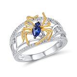 Женское золотое кольцо с бриллиантами и сапфирами, 210393