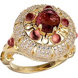 Женское серебряное кольцо с куб. циркониями в позолоте, 1669338