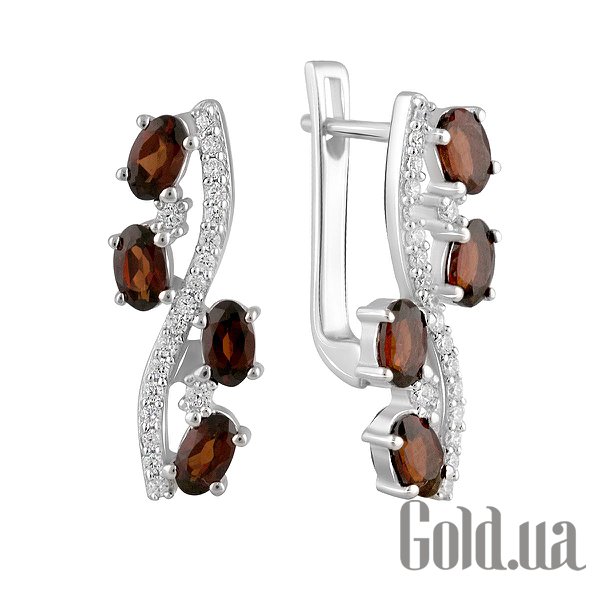 

Серьги Fresh Jewelry, Серебряные серьги с куб. циркониями и гранатами