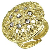 Женское серебряное кольцо с кристаллами Swarovski в позолоте, 1620699