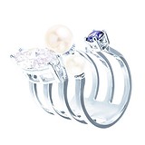Женское серебряное кольцо с куб. циркониями и жемчугом, 1670363