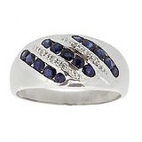 Купить недорого Женское серебряное кольцо с бриллиантами и сапфирами (RDS-6133-Ag_K) по цене 5122 грн. в Киеве в магазине Gold.ua