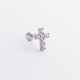 Серебряная одиночная серьга с куб. циркониями, 1796059