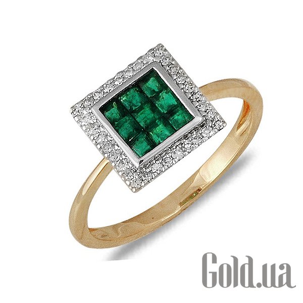 Купить Женское золотое кольцо с бриллиантами и изумрудами