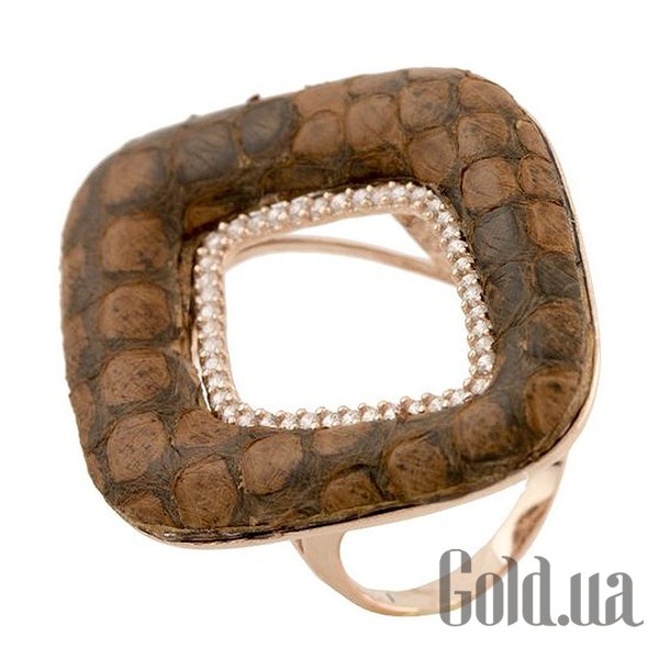 

Женские кольца Fresh Jewelry, Женское серебряное кольцо с кожей и куб. циркониями в позолоте, 16.5
