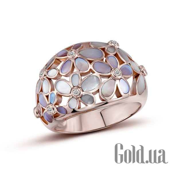 

Кольцо Lurie Jewelry, Женское золотое кольцо с бриллиантами и перламутром, 17.5