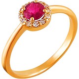 Женское золотое кольцо с бриллиантами и рубином, 1605084