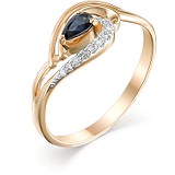 Женское золотое кольцо с бриллиантами и сапфиром, 1605596